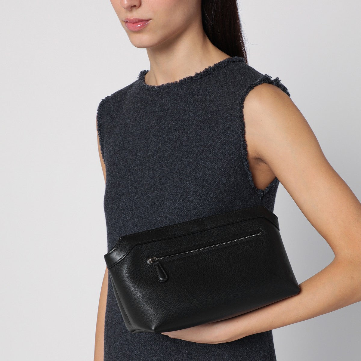 The Row The Row Black leather clutch bag