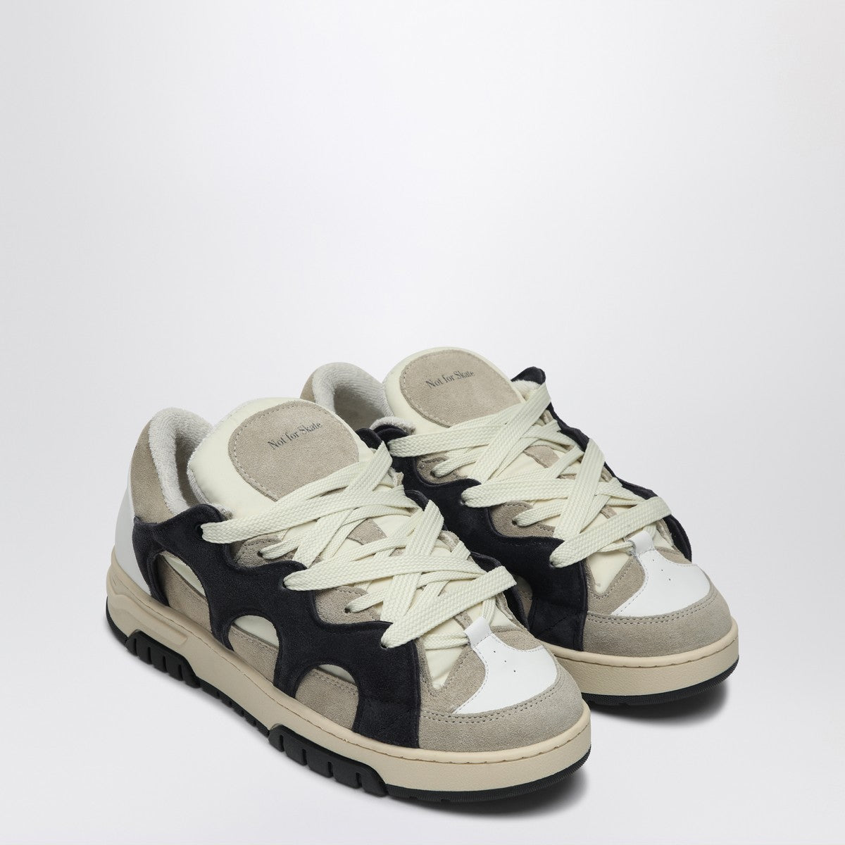 Santha Santha Model 1 cream/navy blue mesh and suede sneaker