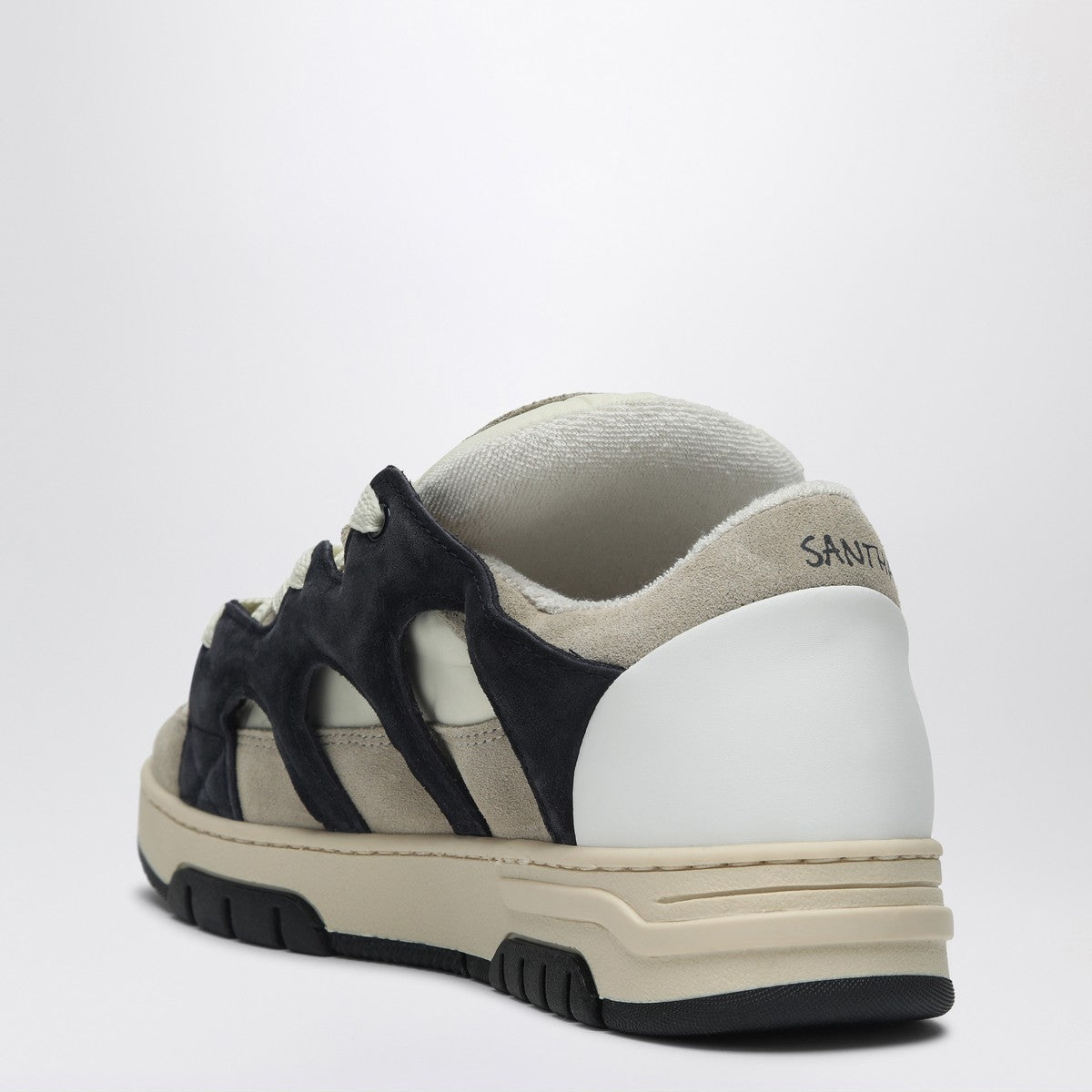 Santha Santha Model 1 cream/navy blue mesh and suede sneaker