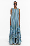 The Sleeveless Tiered Touareg Dress - Stripe 68