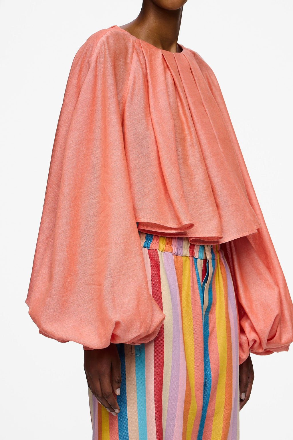 The Cropped Pleated Blouse - Burnt Orange