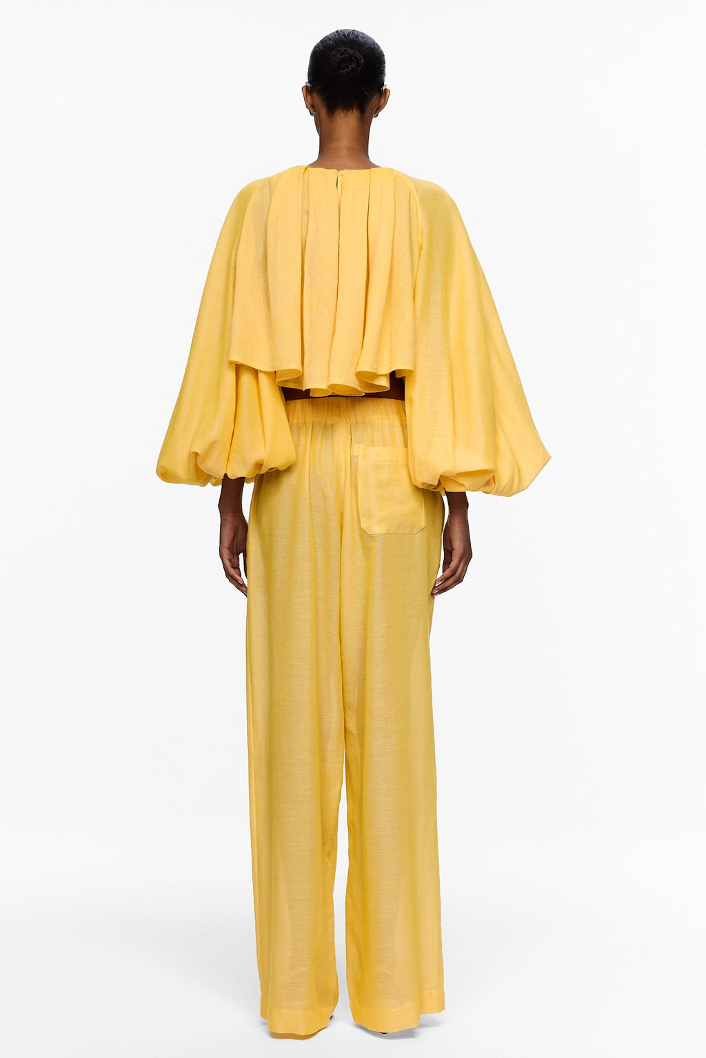 The Cropped Pleated Blouse - Canary