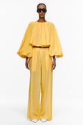 The Cropped Pleated Blouse - Canary