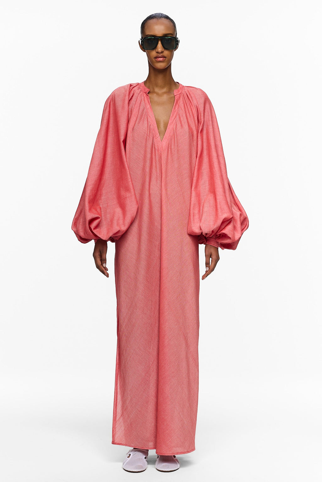 The Touareg Dress with Balloon Sleeve - Red
