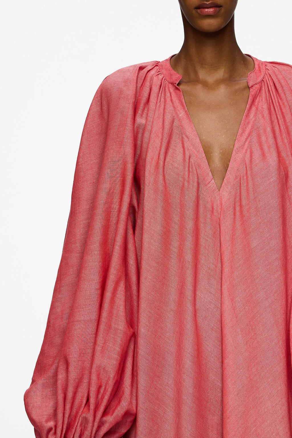 The Touareg Dress with Balloon Sleeve - Red