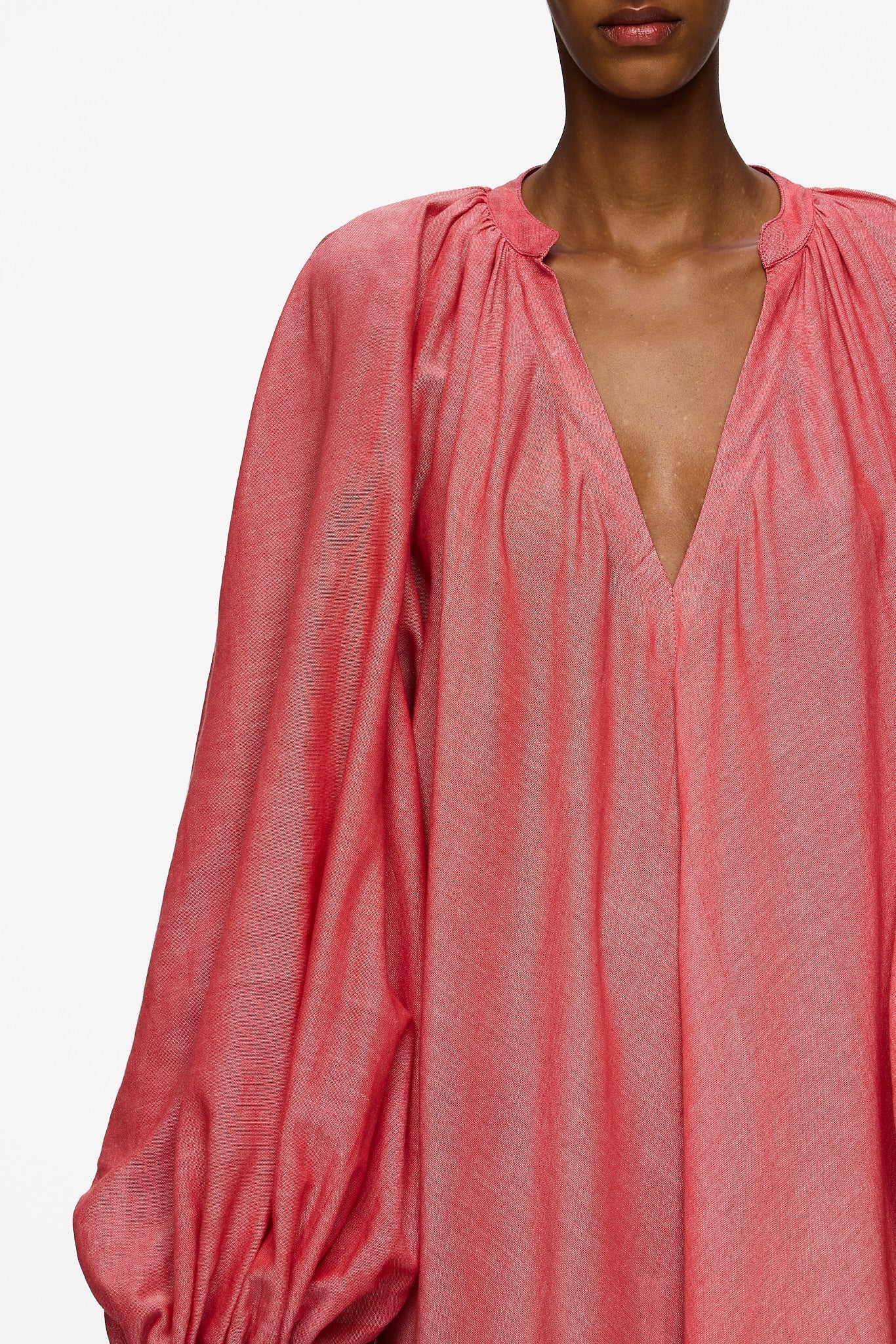 The Touareg Dress with Balloon Sleeve - Red