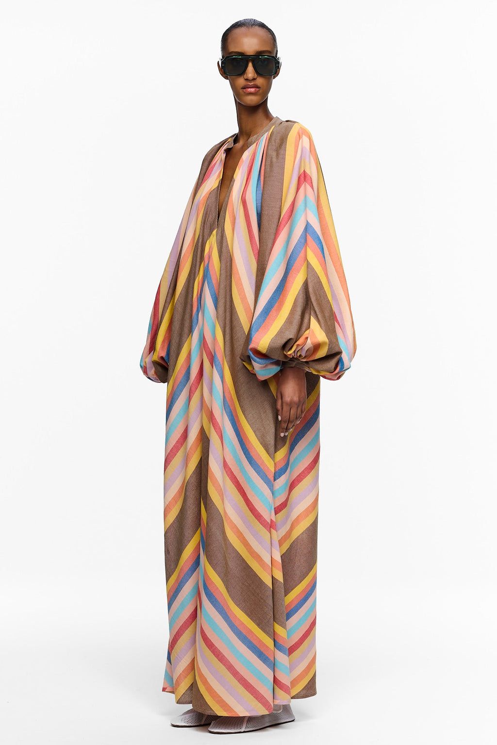 The Touareg Dress with Balloon Sleeve - Stripe 76