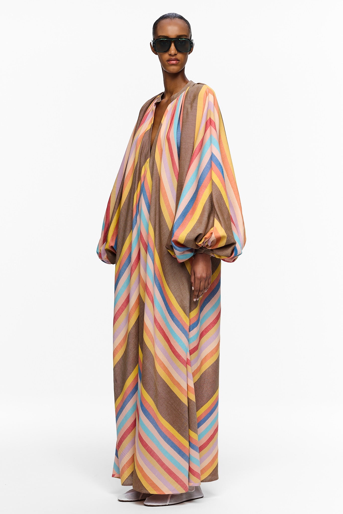 The Touareg Dress with Balloon Sleeve - Stripe 76