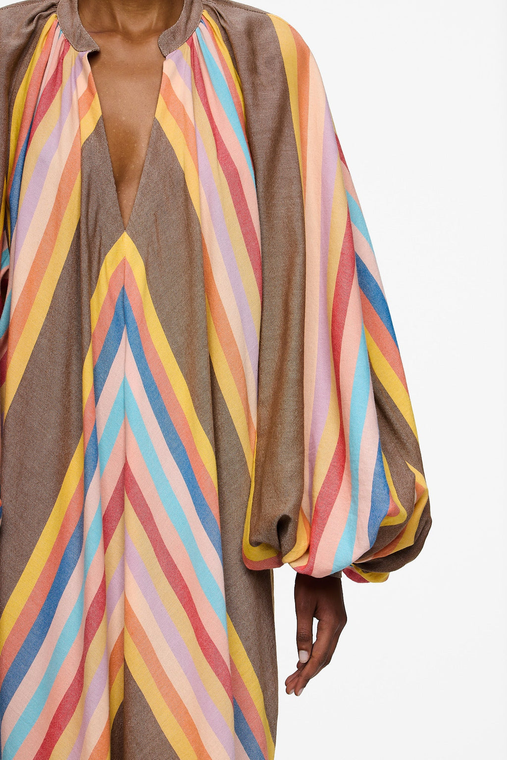 The Touareg Dress with Balloon Sleeve - Stripe 76