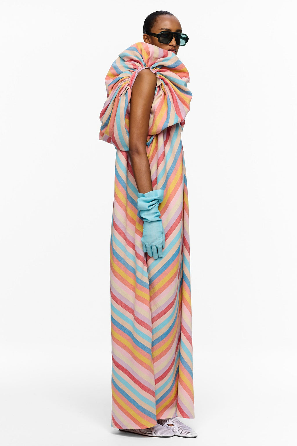 The Touareg Dress with Balloon Sleeve - Stripe 92