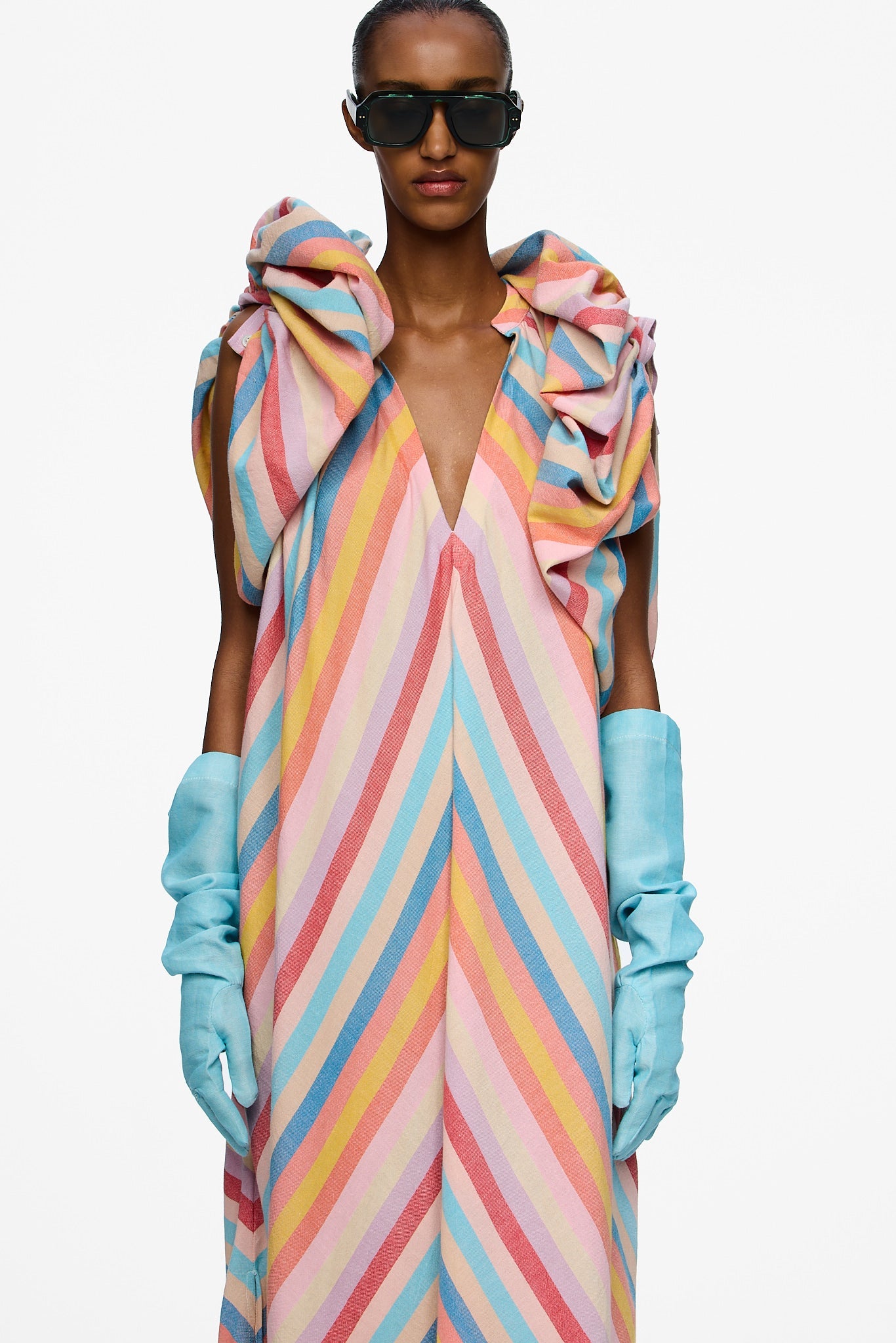 The Touareg Dress with Balloon Sleeve - Stripe 92