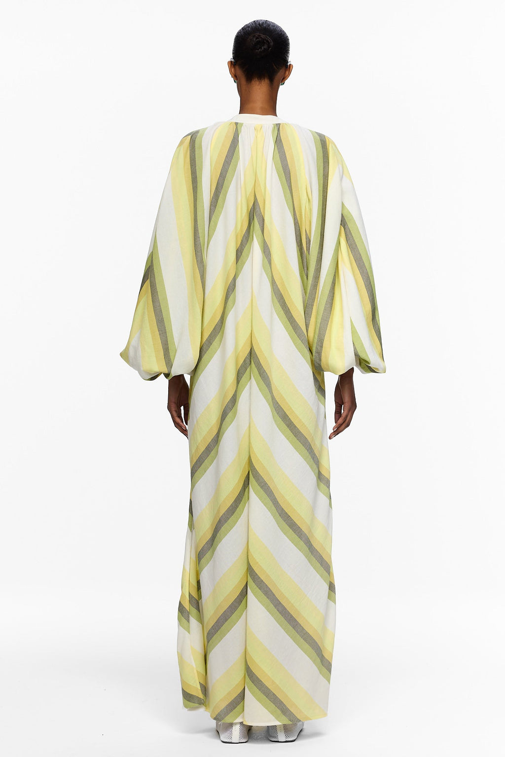 The Touareg Dress with Balloon Sleeve - Stripe 84