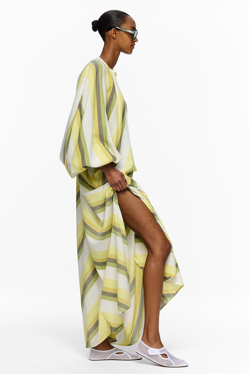 The Touareg Dress with Balloon Sleeve - Stripe 84
