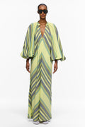 The Touareg Dress with Balloon Sleeve - Stripe 82