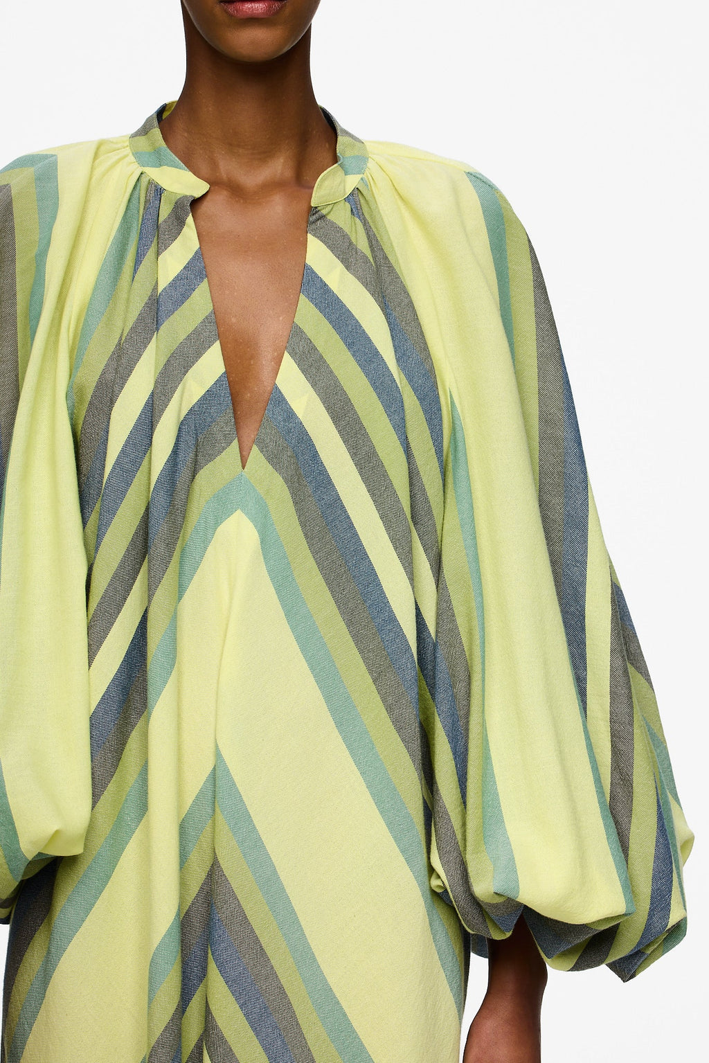 The Touareg Dress with Balloon Sleeve - Stripe 82