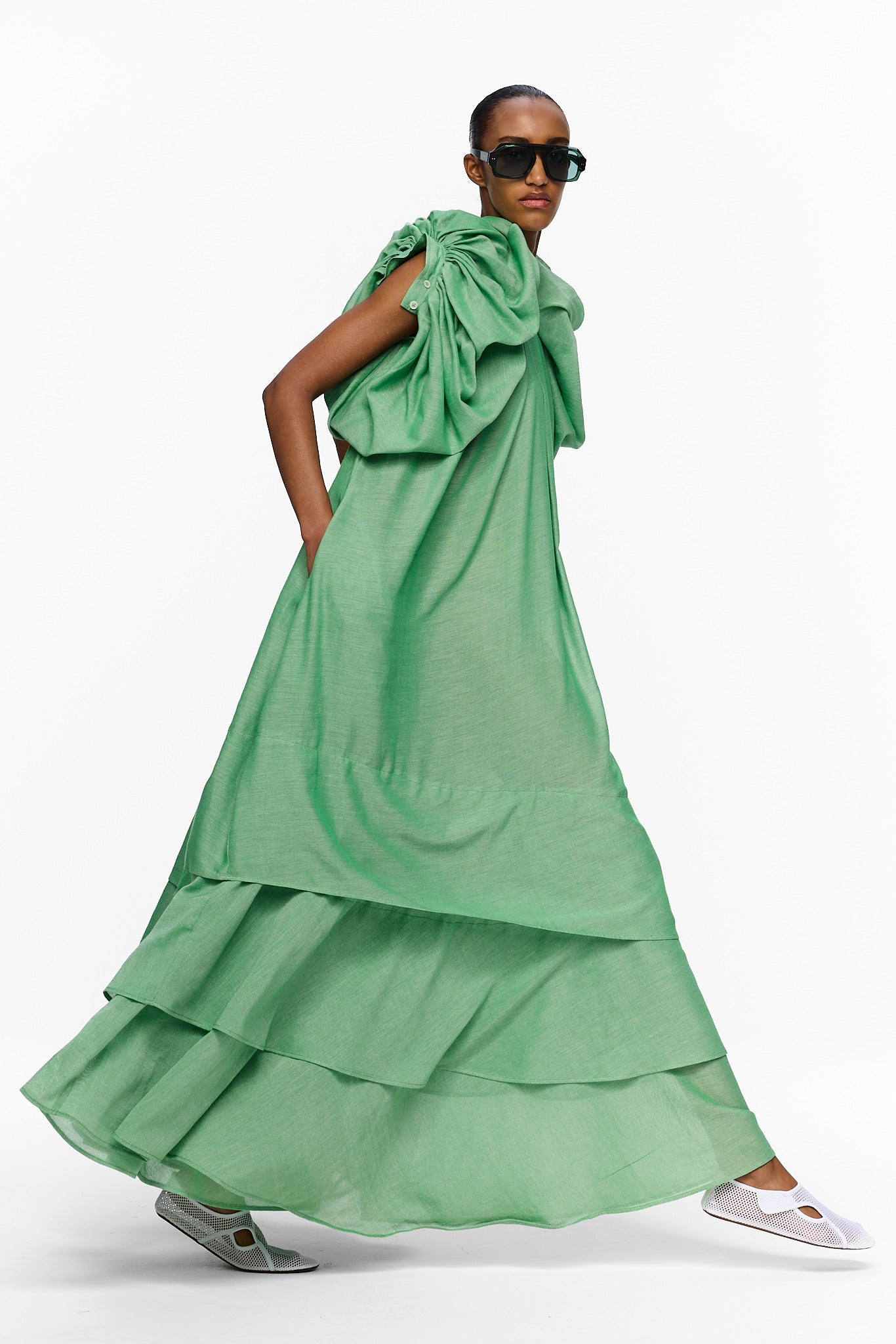 The Tiered Touareg Dress - Kelly Green