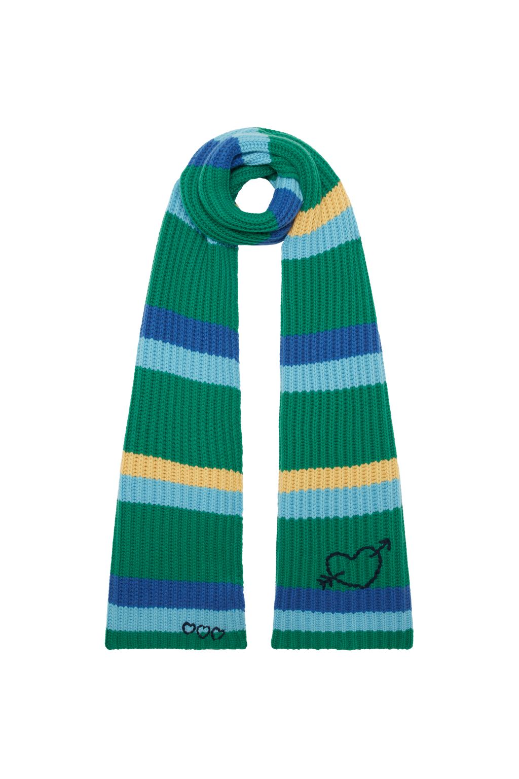 Mira Mikati x Hurray Heart Embroidered Striped Scarf